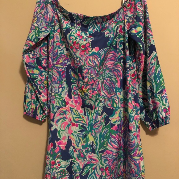 Lilly Pulitzer Adira Off Shoulder Silk Dress Small - Picture 2 of 7